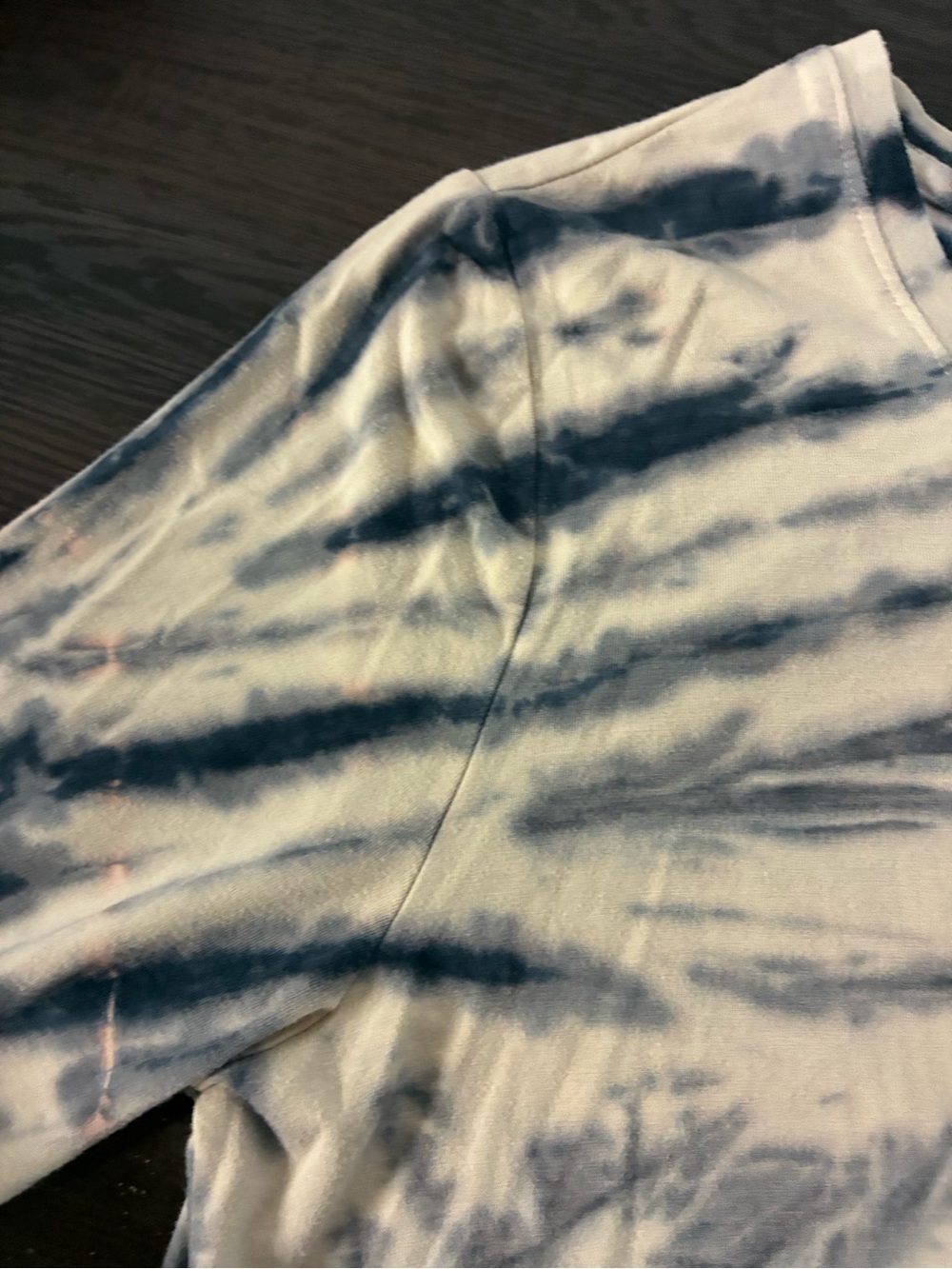 LOGO by Lori Goldstein Navy and White Tie-Dye Long Sleeve Women's Top (S) - Picture 5 of 7